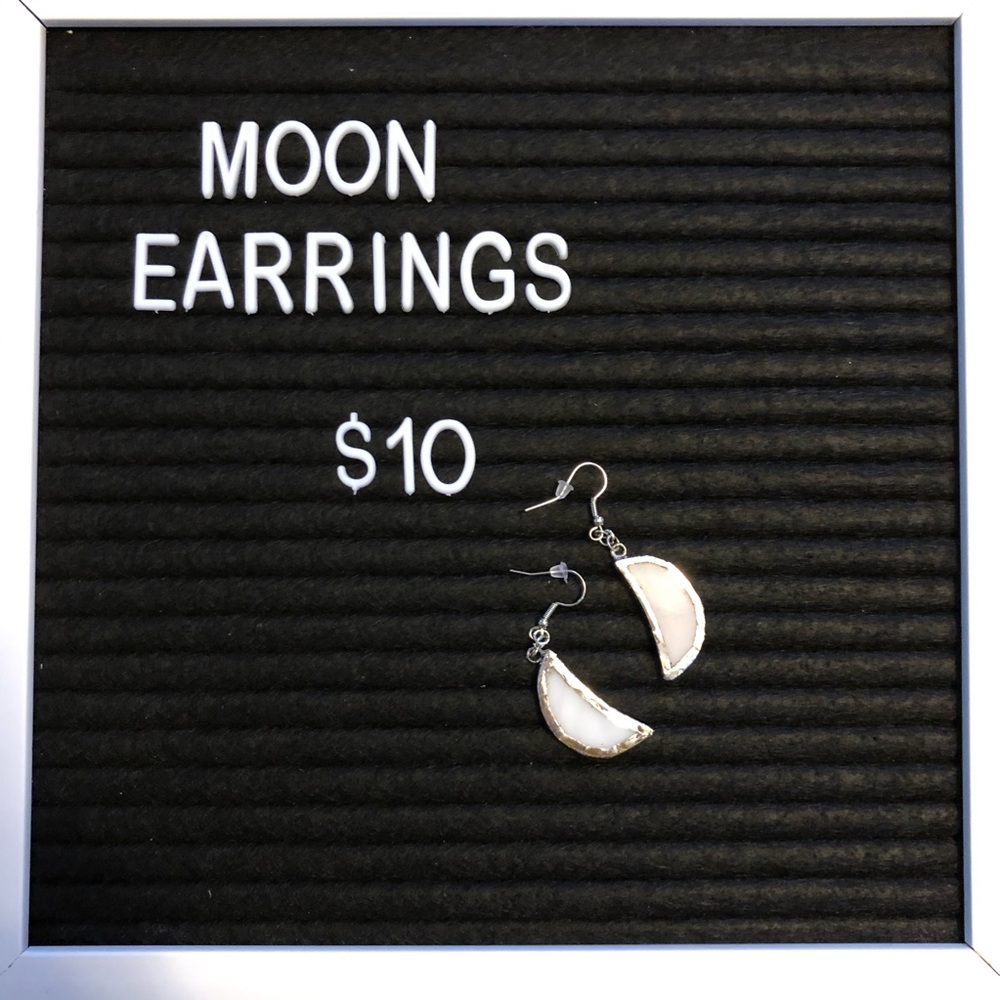 🌜Handmade Stained Glass Moon Earrings🌛